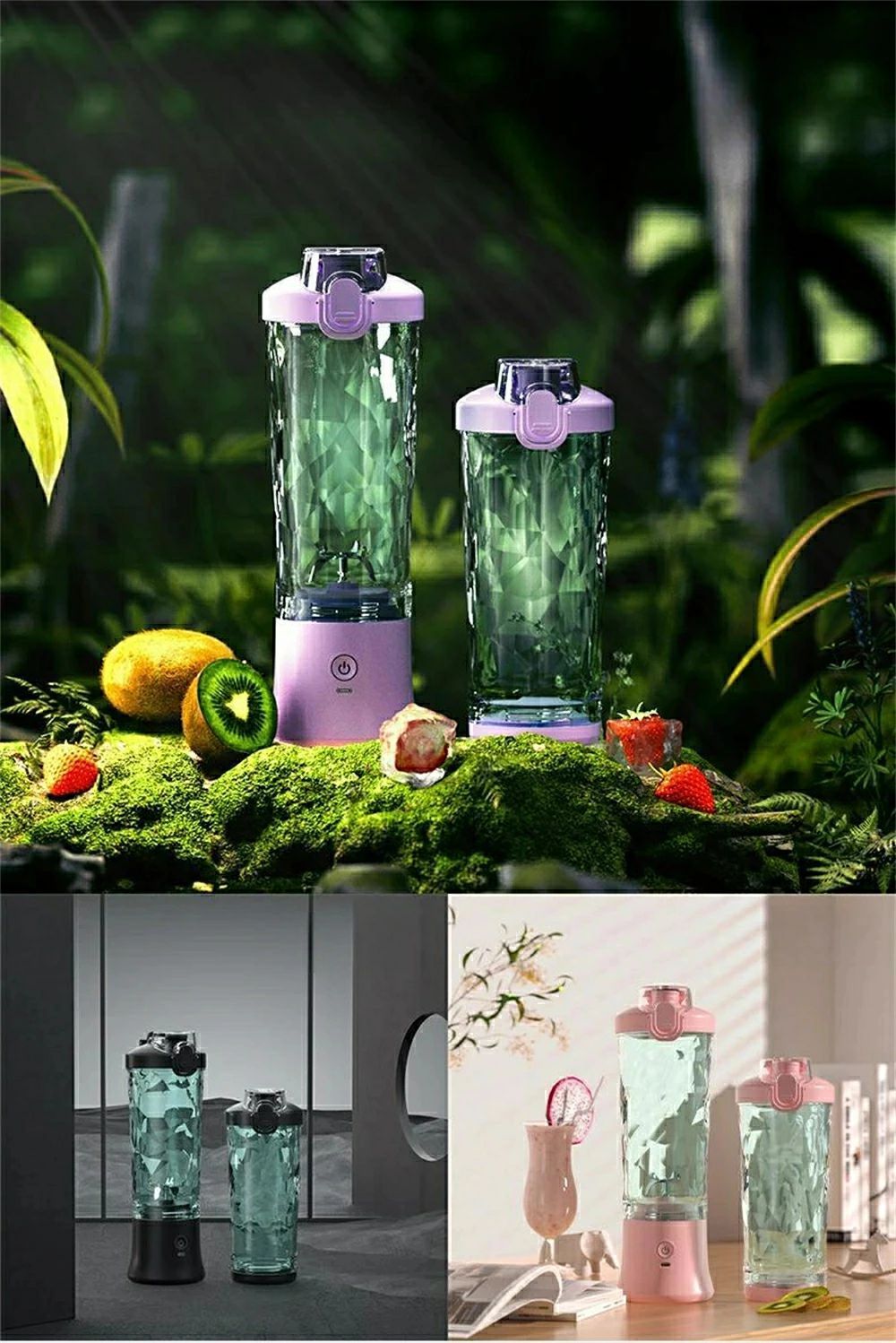 WORLD TEACHの「新登場」ミキサー 氷も砕ける ミキサー 洗い やすい【2段階モード】【丸洗い可】600ml ジューサー ジューサーミキサー 持ち運び ミキサー スムージーミキサー 大容量 ミキサー 小型 おしゃれ コンパクト コードレス USB充電 プレゼント｜アングル2
