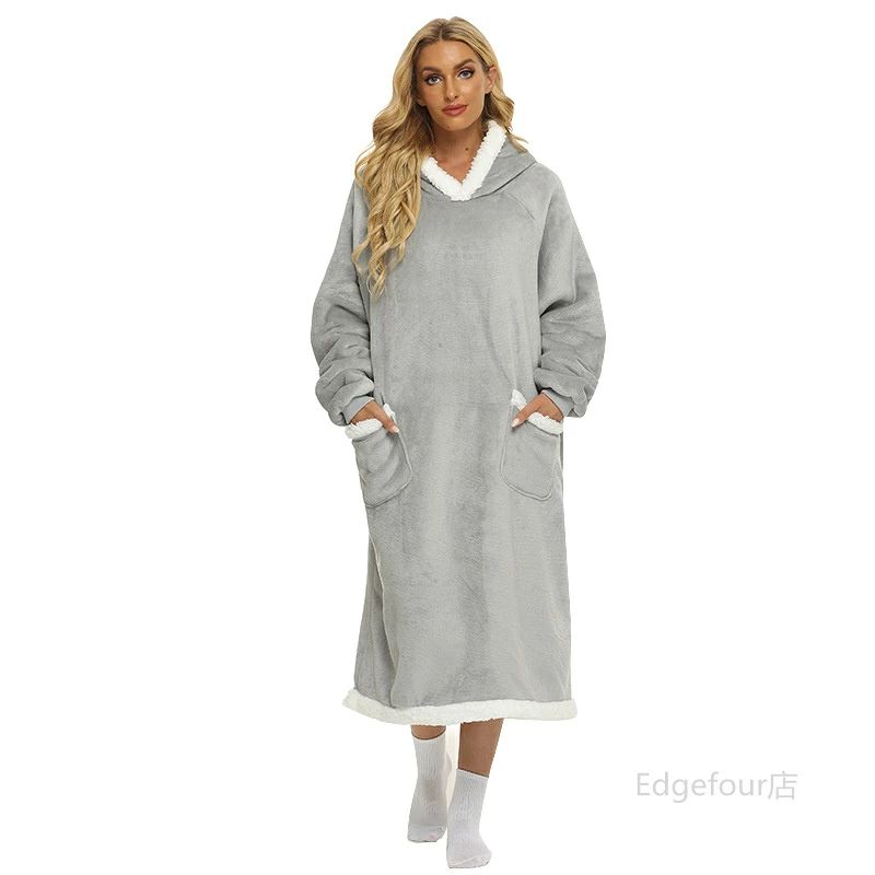 ＼1点5％OFF ／着る毛布 ロング レディース メンズ 大人 冷え性 ルームウェア もこもこ 大きいサイズ 可愛い ポンチョ 冬 裏ポア ブランケット ひざ掛け やわらかい ワンピース 大きいサイズ ふわふわ 毛布 ボア 部屋着 パジャマ 暖かい 防寒着 冷え性 worldteach-10072707 WORLD TEACH サンプル画像2