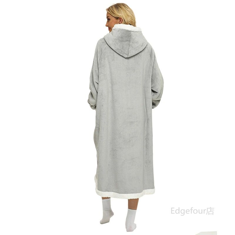 ＼1点5％OFF ／着る毛布 ロング レディース メンズ 大人 冷え性 ルームウェア もこもこ 大きいサイズ 可愛い ポンチョ 冬 裏ポア ブランケット ひざ掛け やわらかい ワンピース 大きいサイズ ふわふわ 毛布 ボア 部屋着 パジャマ 暖かい 防寒着 冷え性 worldteach-10072707 WORLD TEACH サンプル画像3