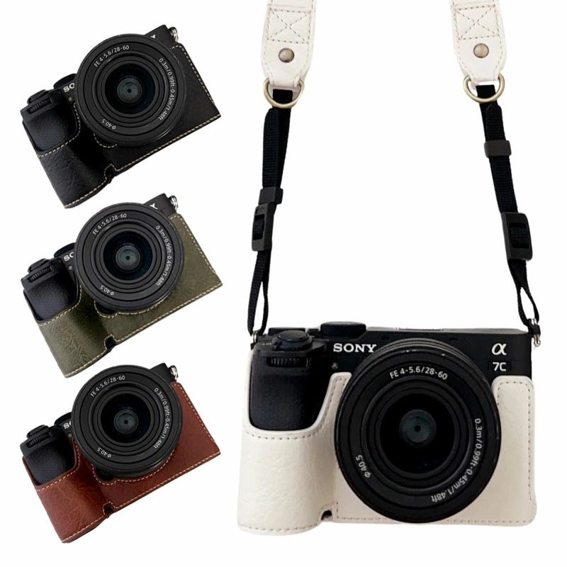 一眼レフ カメラケース Sony A7C2 A7CR 用 レザー ケース おしゃれ シンプル 傷つき防止 底面開閉 バッテリー交換可能 ストラップも付き カメラ保護 SONY ソニー ケース カバー