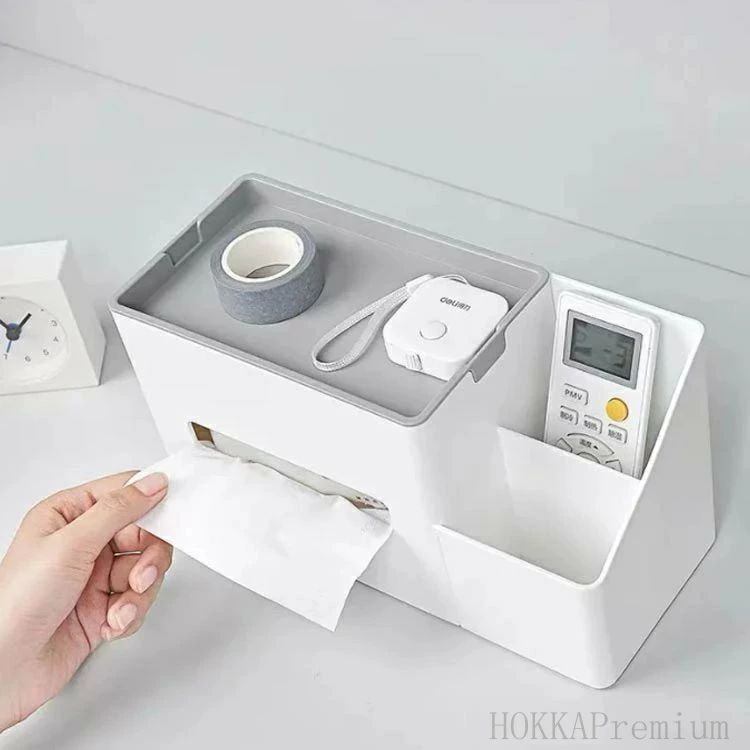 ティッシュボックス ティッシュケース リモコン収納 ペン立て 化粧品収納 ティッシュカバー おしゃれ ティッシュ&2個のミニ収納 [3]