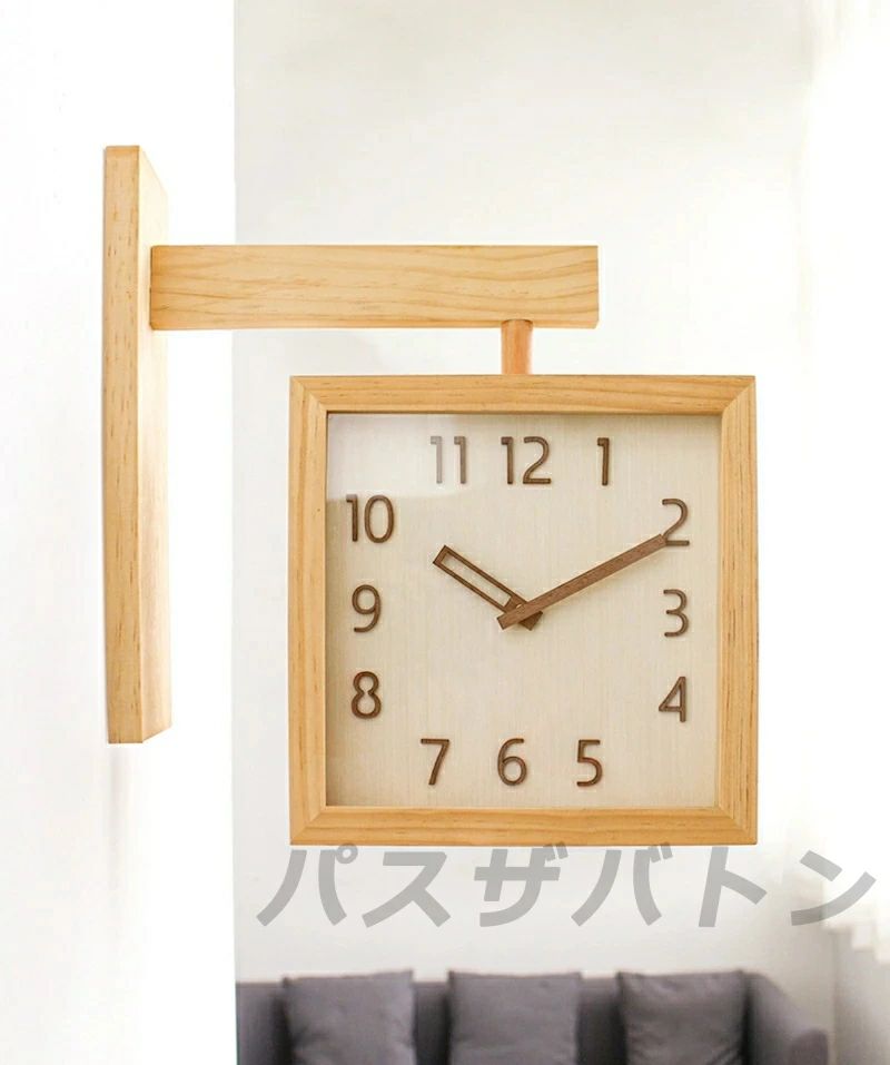 【2年保証】木製 壁掛け 両面時計 おしゃれ 見やすい 壁掛け 両面時計 壁 静音 時計 壁掛け 北欧 シンプル モダン インテリア リビング ダイニング 無垢材 ダブルフェイス クロック 壁掛け 時計 レトロ 静音 ウォールクロック 掛け時計 かわいい [2]