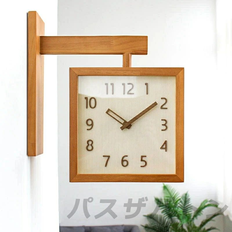 【2年保証】木製 壁掛け 両面時計 おしゃれ 見やすい 壁掛け 両面時計 壁 静音 時計 壁掛け 北欧 シンプル モダン インテリア リビング ダイニング 無垢材 ダブルフェイス クロック 壁掛け 時計 レトロ 静音 ウォールクロック 掛け時計 かわいい [3]