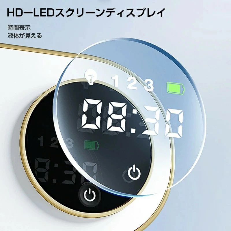 WORLD TEACHの自動ソープディスペンサー タッチレス HD LED 時間表示 泡ソープディスペンサー 高感度センサー 非接触 壁掛け式 穴あけ不要 充電式 大容量バッテリ 吐出量3段階調整 泡タイプ 自動スマートハンドソープデ｜アングル3