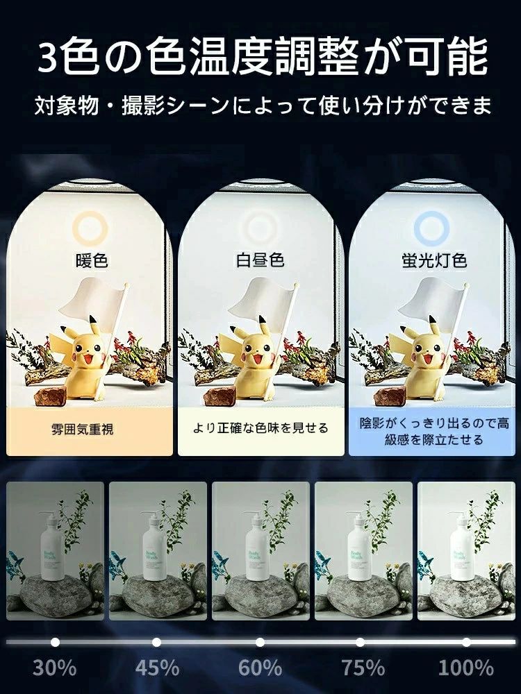 撮影キット 撮影ボックス LEDライト付 折りたたみ可能 調光可能 撮影スタジオ 簡易...