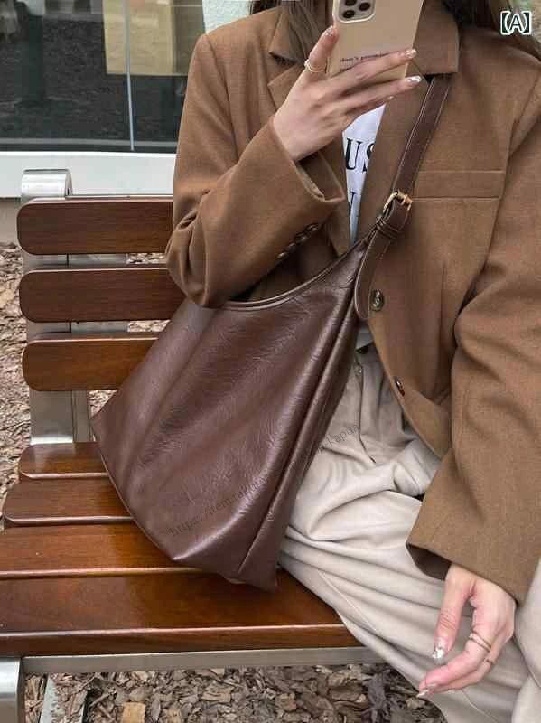 【送料無料】レディース バッグ 普段使い 大容量 秋冬 シンプル ソフトレザーショルダー 脇 レトロ 通勤 クロス ボディバッグ マザーズ