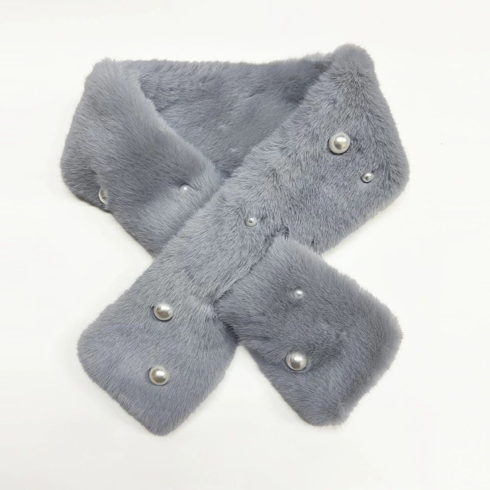 【送料無料】可愛い あったか おやれ オフィス 通勤通学 巻き物 フェミニン シンプル パール付ティペッ..