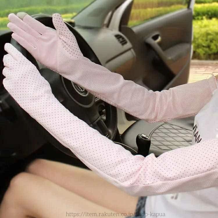 【送料無料】自転車 滑り止め 通気性抜群 メッシュ 綿 ドット柄 指あり 紫外線対策 日焼け止め UVカット レディースグローブ アームカバー 2