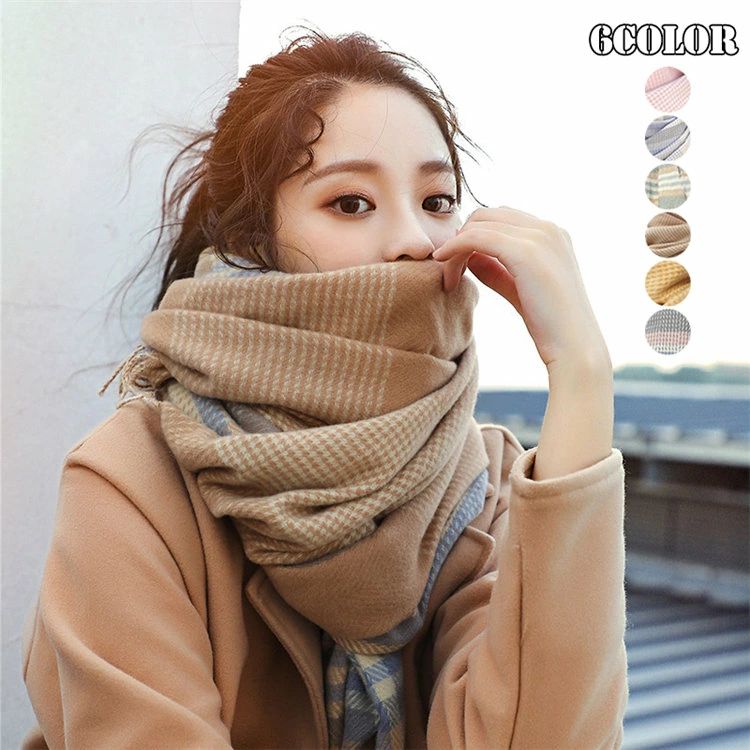 For Women - 【15%offクーポン配布中！ レディース マフラー 大判 ペアルック カップルお揃い ボーダー柄 フリンジ ペアマフラー レディース メンズ マフラー ストール スカーフ お揃い 韓国 冬物 ストール 厚手 ラブラブ あったか 記念日 ギフト プレゼント