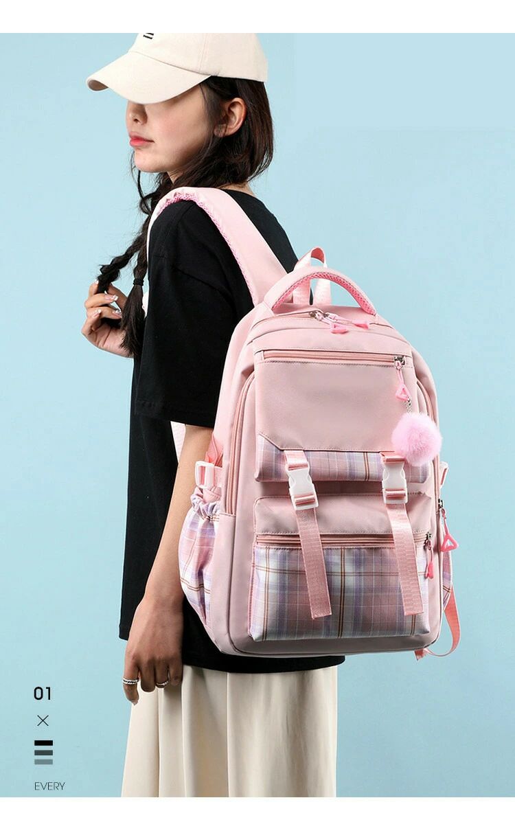 全商品10％OFFクーポン配布中 5色！ リュックサック タータンチェック 収納力 可愛い 通学リュック リュック オシャレ 男女兼用 女性 レディース 軽量 大きめ 中学生 高校生 スクールリュック 小学生 遠足 こども 子供 通学 撥水 多収納 便利 大容量 アウトドア 旅行(4.0)