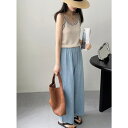 【春夏新作】レディース ライトブルー ハイウエス デニムパンツ ゆったりラグジュアリー風 直シルエット ワイドレッグ 体型カバー ゆったりフィット カジュアルパンツ 女性 大人気 夏