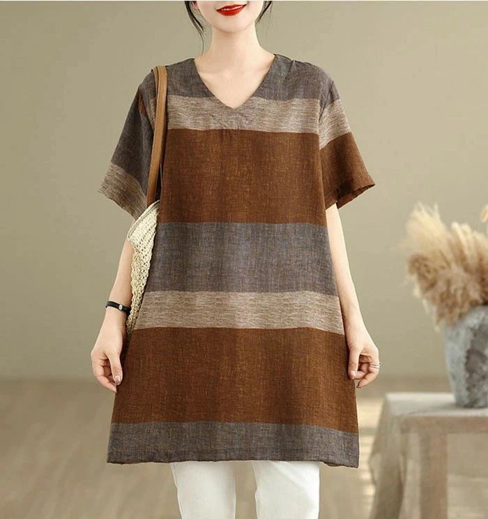 チュニック レディース 半袖 チュニックワンピース ブラウス チュニック Tシャツ ロングTシャツ vネック プルオーバー クルーネック チュニックワンピ トップス 大人可愛い 森ガール キレイめ 大きいサイズ 体型カバー ゆったり カジュアル 送料無料