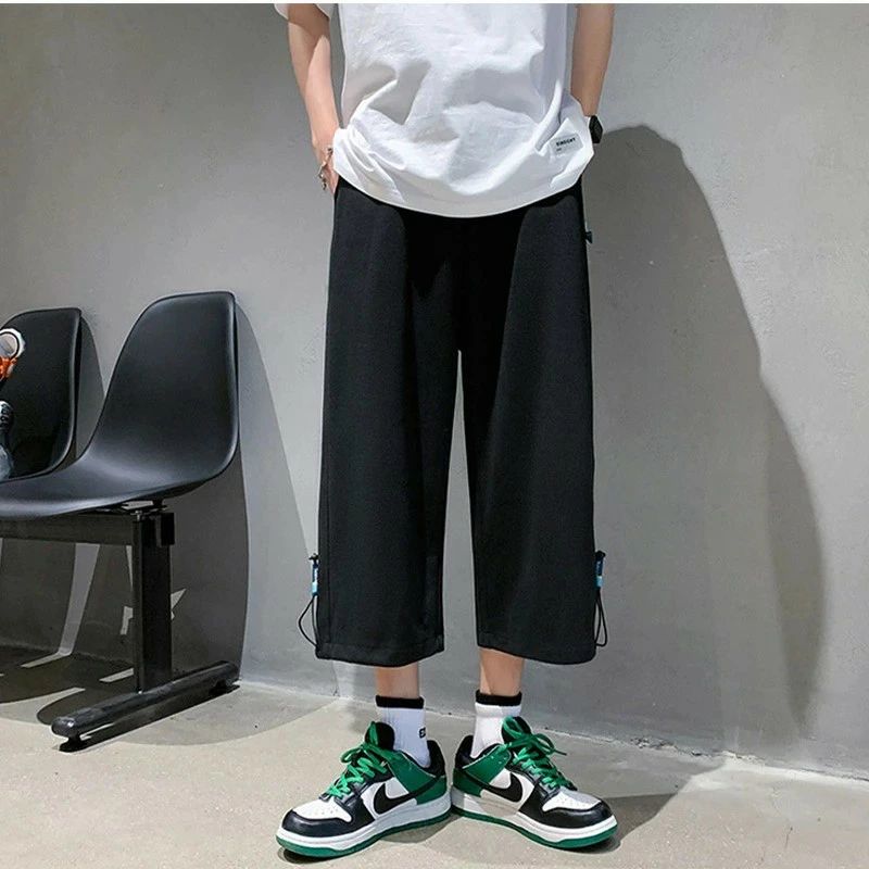 ワイドパンツ 七分丈 クロップドパンツ メンズ スウェット ボトムス カジュアル 薄手 ポケット付き ゆったり サマー 夏新作 きれいめ おしゃれ 送料無料