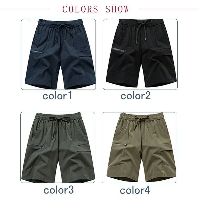 ショートパンツ カーゴパンツ スポーツパンツ ハーフパンツ 無地 吸水速乾 ポケット ファスナー メンズ ワイドパンツ 五分丈 ウエストゴム ゆったり カジュアル 送料無料