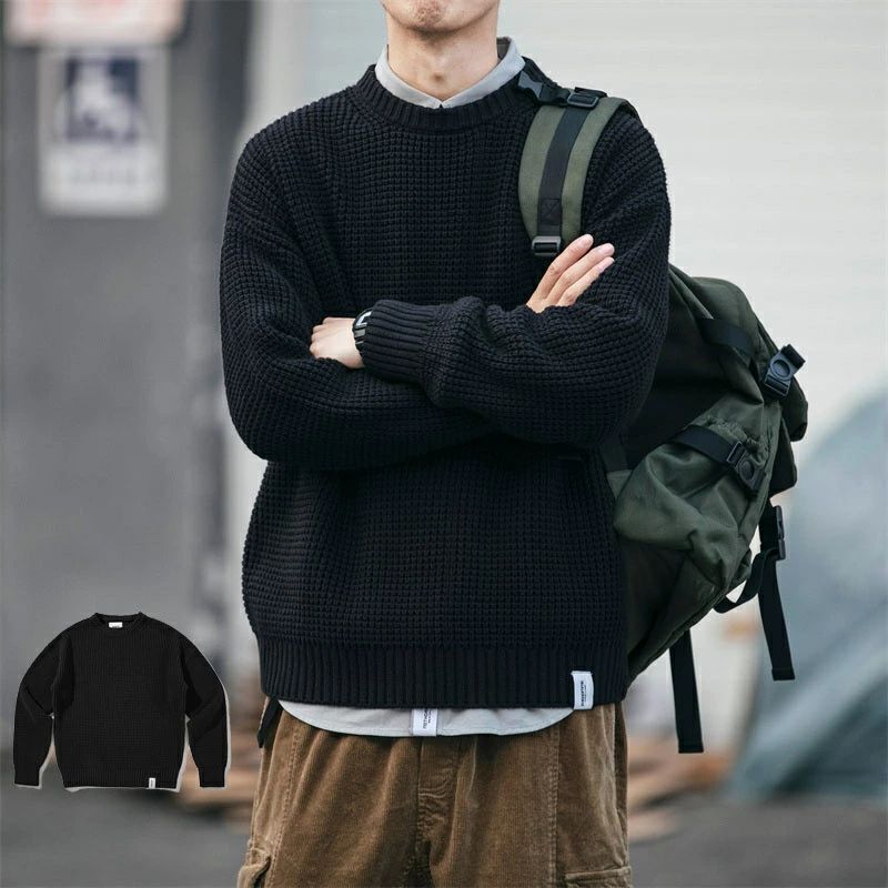 Other - ニット セーター メンズ トップス 畦編みニット 選べる3カラー クルーネック 長袖 無地 秋 秋服 冬 冬服 送料無料