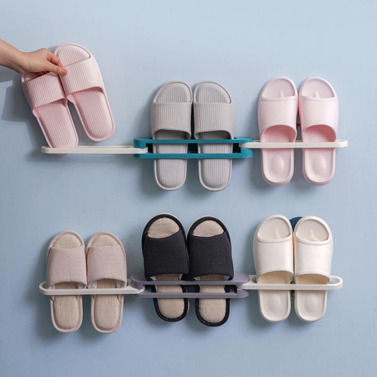 壁に貼る！スリッパラック スリッパ収納 スリッパ入れ 折り畳め コンパクト 4足収納 3足収納 スリッパ置き スリッパたて