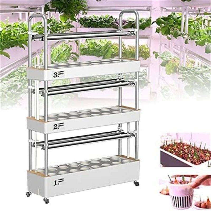 セット、48ホールガーデン水培養栽培システム、LED栽培ランプ、水培養栽培キット、栽培空間PVC野菜ガス..