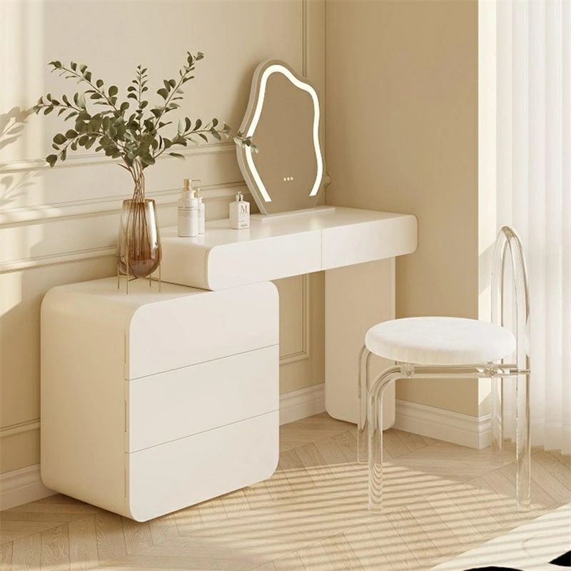 : ドレッサー、3色タッチスクリーン調光ミラー付き化粧台、調節可能なキャビネット付きのモダンな化粧ドレッシングテーブル、化粧室、寝室用の化粧台セット (Size 100cm/39.3in)