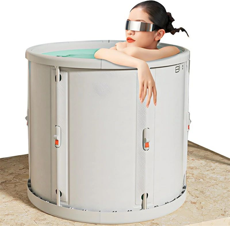 水風呂 露天風呂 たためる水風呂 ビニールプール お風呂 M ポータブル浴槽 サウナ コンパクト浴槽 簡易浴槽 White おうちプール バスタブ 折りたたみ