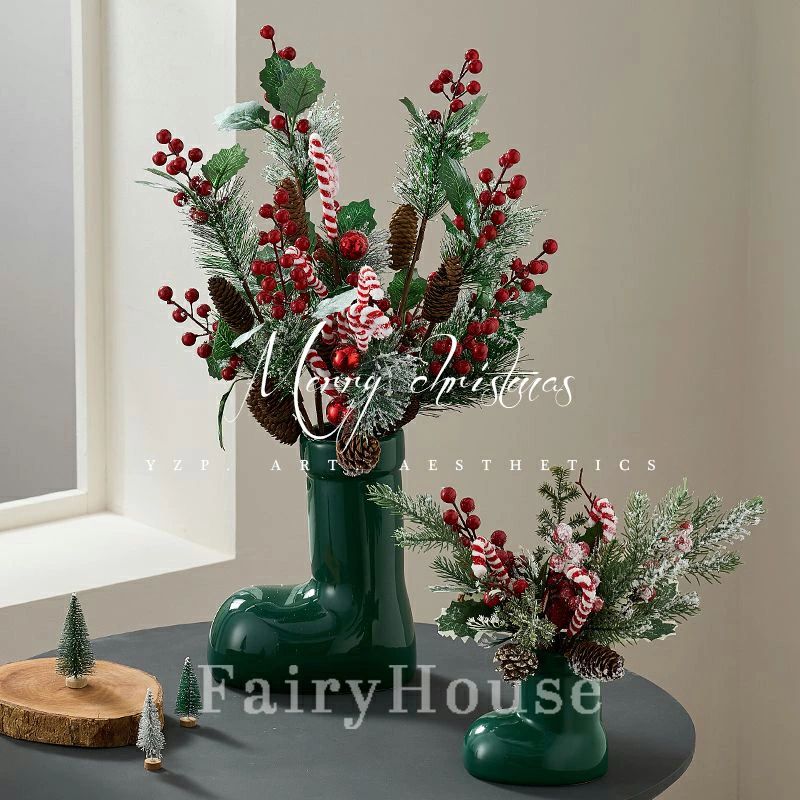 造植物 クリスマスオーナメント 造花 北欧 陶器 christmas クリスマス かわいい 花...