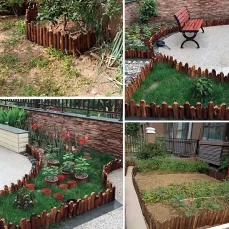 簡易設置 挿すだけ ガーデニング 園芸 庭づくり フラワーフェンス ミニフェンス 防虫 植え込み 囲い 鉢カバー 仕切り 防腐 ウッドフェンス 屋外 木製 長さ120cm 柵 花壇 2