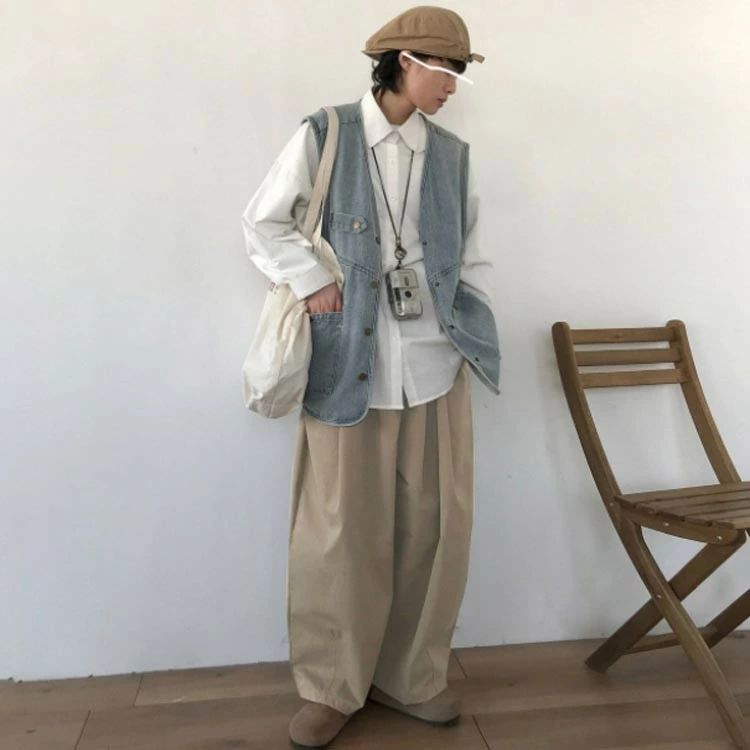 セットアップ カジュアル おしゃれ 3点セット タンクトップ 秋 スウェット オーバーサイズ 上下セット 春夏 シャツ 体型カバー メンズ ゆったり ワイドパンツ ビッグ テーパードパンツ