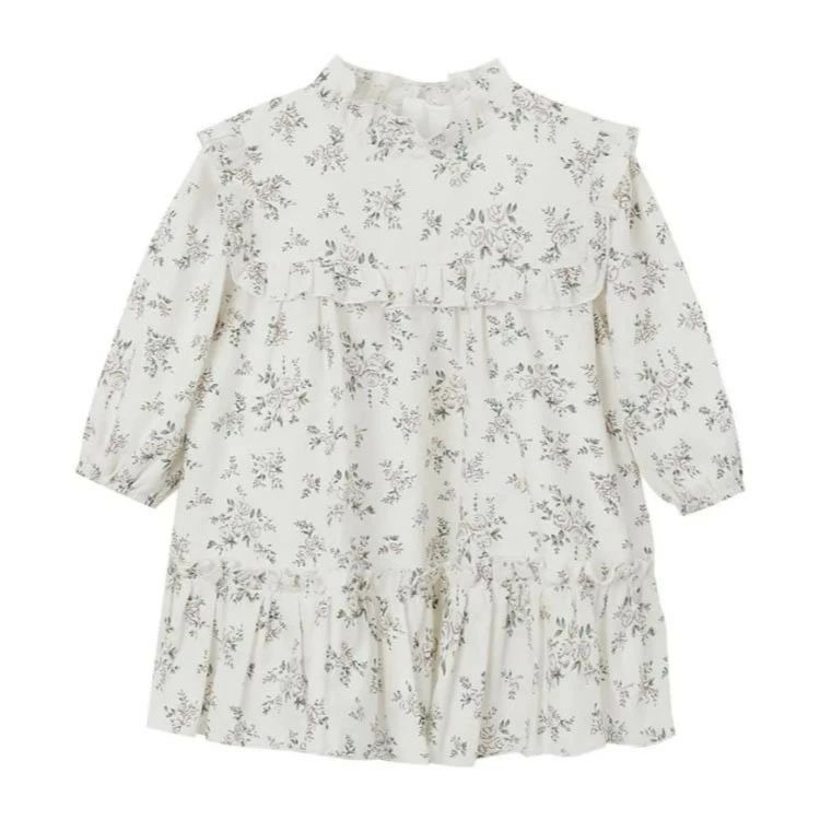 66 80 長袖 Aライン ガーリー 赤ちゃん 女の子 花柄 可愛い シンプル ドレス 春 90 秋 ベビー 110cm 女児 100 キッズ 北欧風 フリル襟 上品 子供服 73 ワンピース