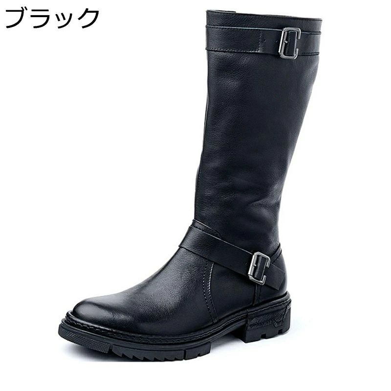ジョッキーブーツ 軽量 柔らかい ノンスリップ 耐久性 防水性 ロングブーツ エンジニア エスニック 焦がし加工 ライディング 舞台 中世 バックル ライダース靴 細見え 高筒 旧車會 メンズ イベント 本革
