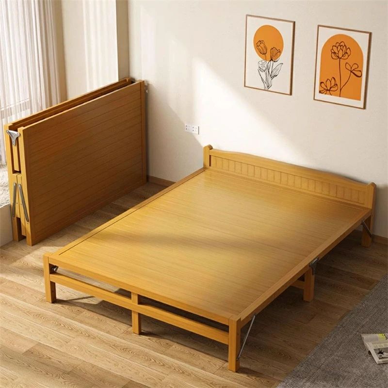 組み立て不要、柔らかく、強く、耐久性があります 折り畳みベッド 耐荷重180KG (Size 竹ベッド : 折りたたみベッド 幅150*長さ190*高さ35CM) シングル 折り畳みベッド すのこベッド 簡易ベッド 竹製