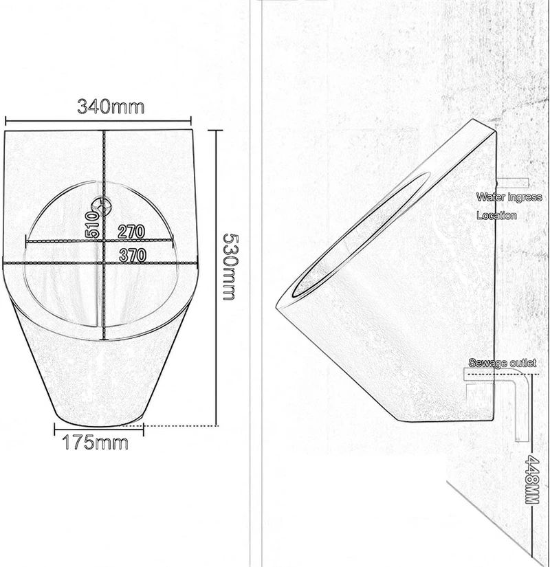 rosegold 壁に取り付けられた小便器バス...の紹介画像2