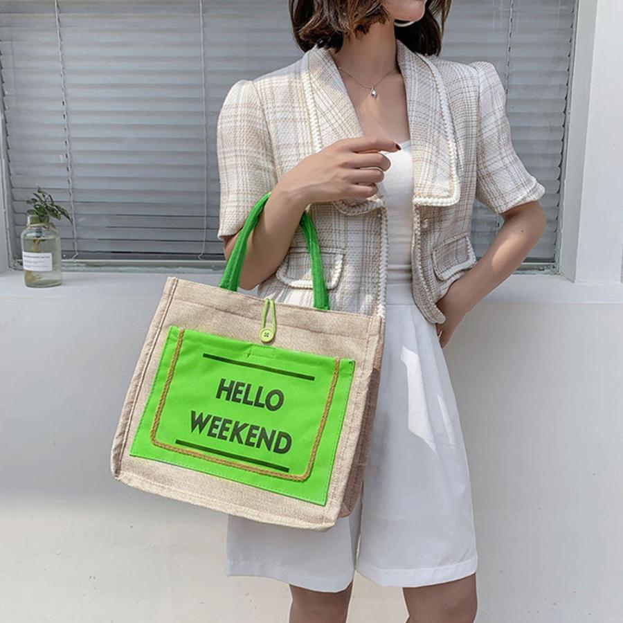 リネン ジュートバッグ 春夏ハンドバッグ 3