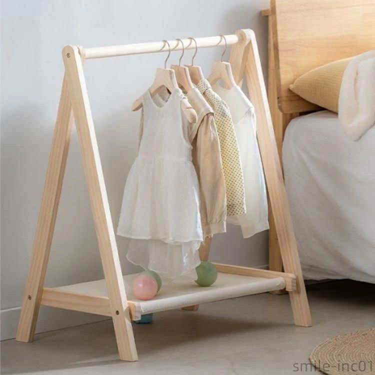 ラック キッズハンガーラック 子供服 洋服掛け 木製 幅約63cm ハンガーポ キッズ ハンガー 子供 コートハンガー ハンガーラック [2]