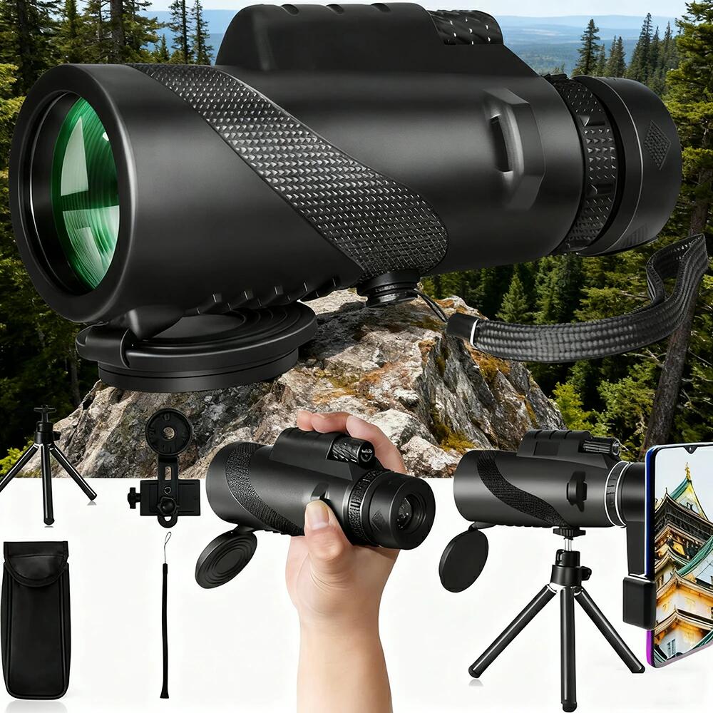 単眼望遠鏡 スマートフォン対応三脚付き BAK4プリズムを搭載 FMCレンズ 防水霧 高倍率 簡単装着 単眼鏡 望遠鏡 スポーツ大会、運動会、コンサート ラ イブ 、野球観戦、バードウォッチング