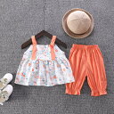子供服 女の子 セットアップ ベビー服 赤ちゃん トップス ズボン ウエストゴム 2点セット おしゃれ 夏服 花柄 80cm 韓国 韓国風 双子コーデ ふたご ...