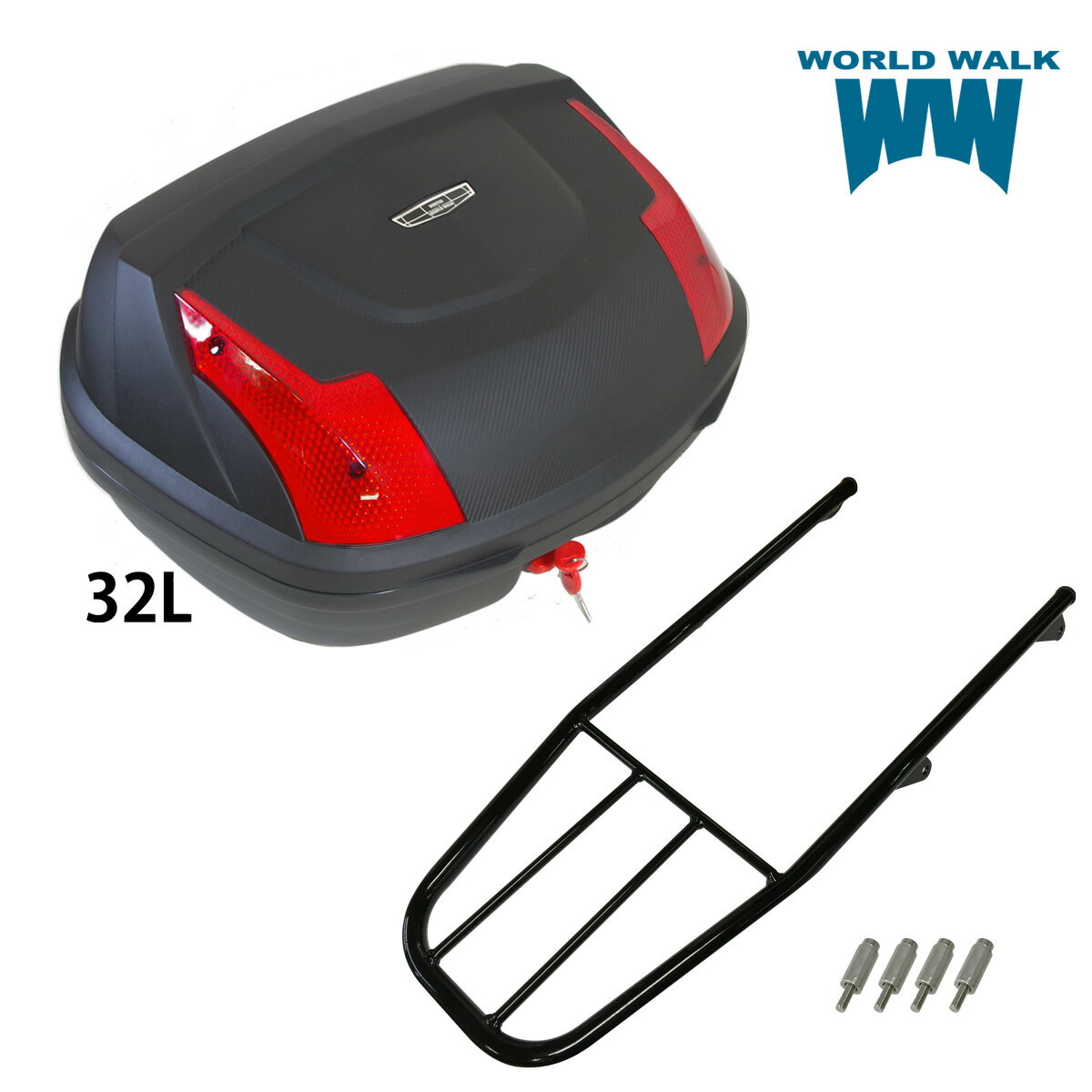 1年保証付 ツーリングネット付テネレ700 専用 リアキャリア 32L リアボックス セットwca-51-hwb32 トップケース バイクボックス インナー付き ブラック ツーリング 通勤 バイク