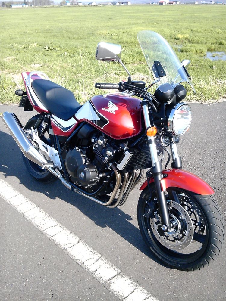 1年保証付 メンテナンスクロス付！CB400SF 汎用大型スクリーン バイザー シールド 風防 クリア スモーク 2