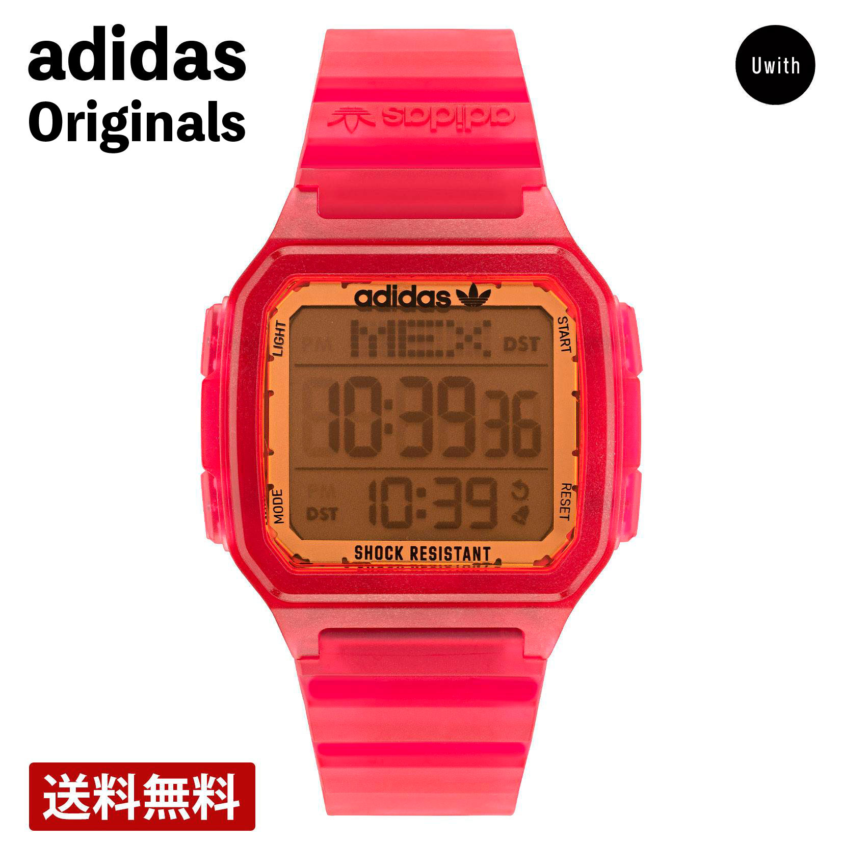 【レビュー特典あり】【正規販売店】アディダス adidas メンズ レディース デジタル 腕時計 DIGITAL ONE GMT デジタルワン クリア レッド ...