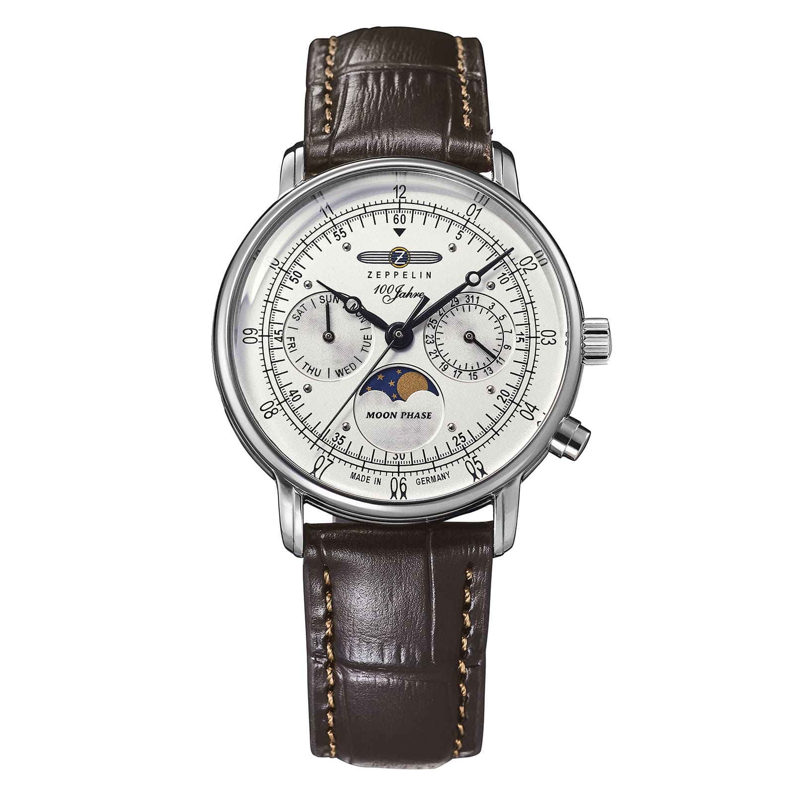 【予約受付中】【レビュー特典あり】【ブランド直営店】ZEPPELIN ツェッペリン 100 YEARS ZEPPELIN 36mm MOON PHASE クォーツ シルバー 7635-1 時計 腕時計 ブランド