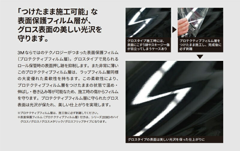 【1524mm幅×90cm】 3M (スリーエム) カーラッピングフィルム 2080 シリーズ ハイグロス ブラック (2080-HG12) 切り売り cm単位販売 車用 ラップフィルム カーラップ カーラッピング ラッピングシート 2080 車 3