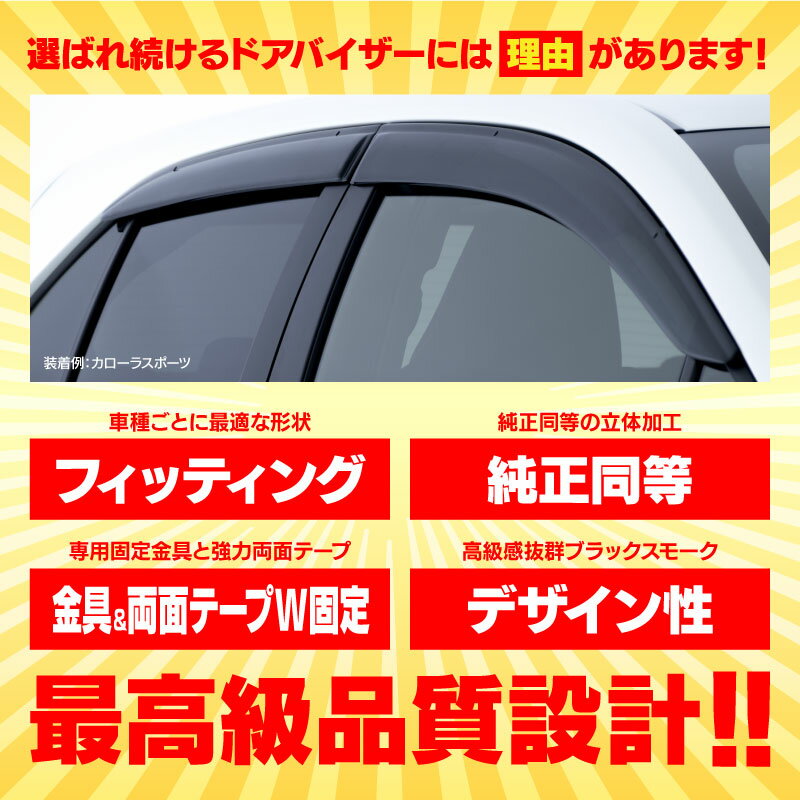 デリカ D:5 CV1W クリアブラック ドアバイザー 純正同等形状 取付金具付き 【DO-0125】 デリカ D5 アズーリ