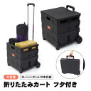 折りたたみカート ブラック フタ付き キャリーカート 2Lペットボトル約12本収納可ボックス アズーリ