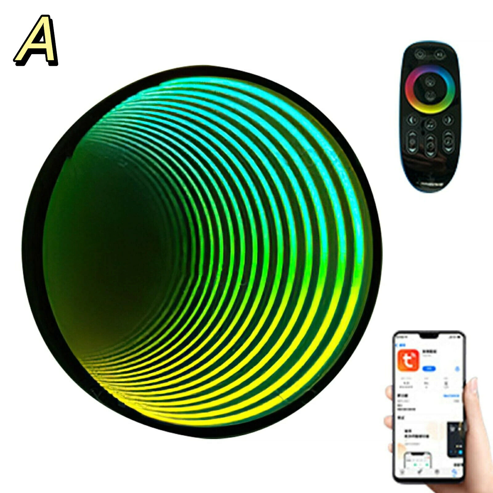 3Dインフィニティミラーライト、LEDミラーウォールハンギングライト、RGBカラーの壁アートライト、家の装飾、映画の夜、誕生日パーティー Octagon 12in/30cm