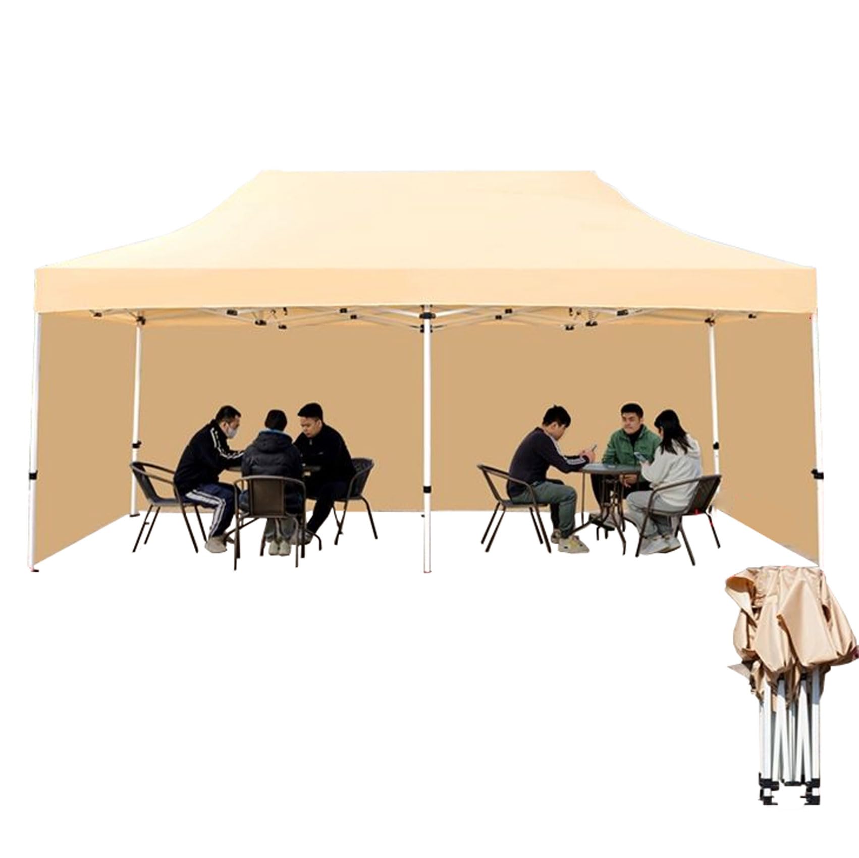 ワンタッチテント 大型 3x6m 3x4.5m タープテント 横幕付 3段高さ階調節 簡単設置 防水 スチール 日よ..