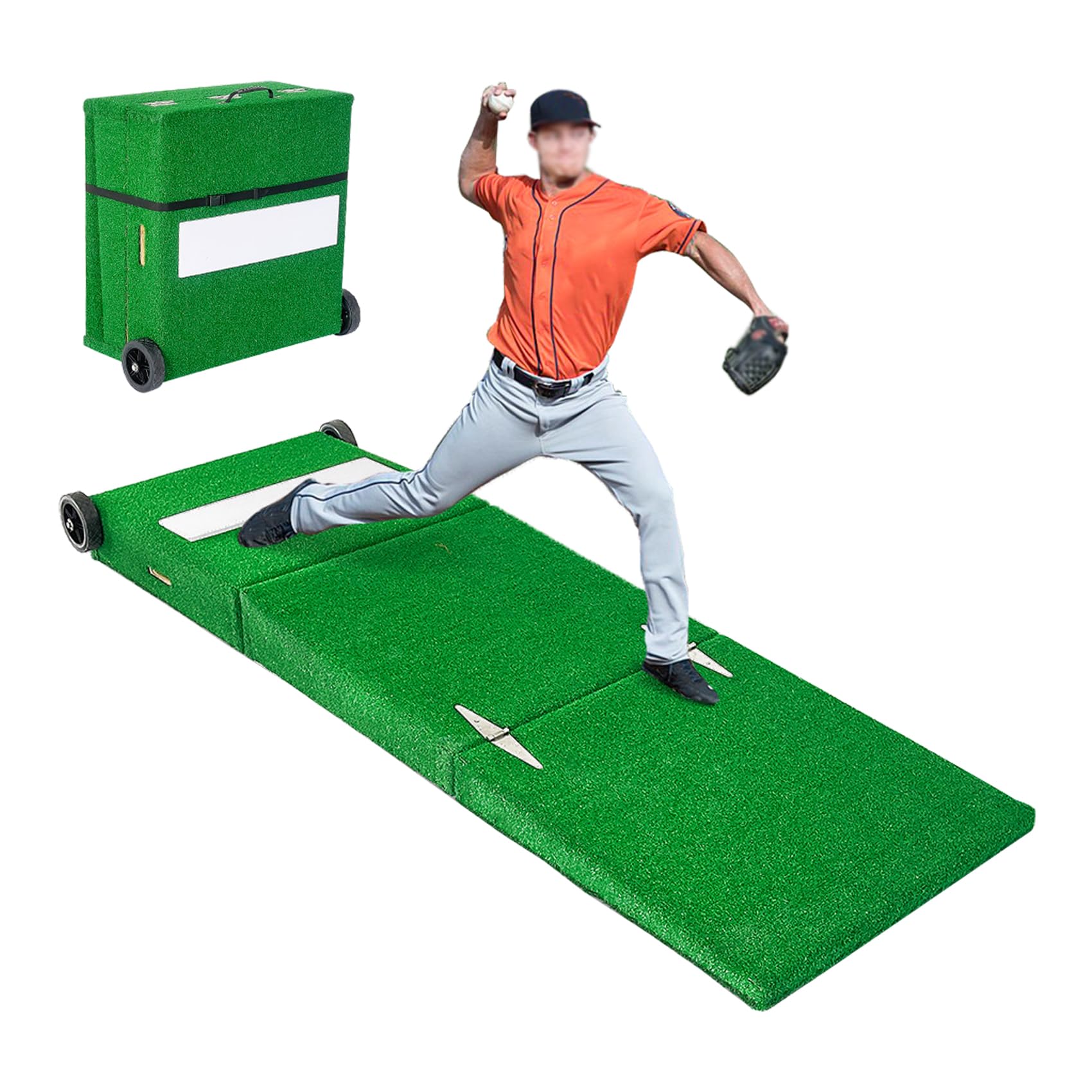野球ピッチャーマウンド 折りたたみ式 バッターマット ポータブルピッチングマウンド 投手マウント 無垢材構造 人工芝シルク 耐久性がある 持ち運びやすい 学童 少年 大人用 野球用品 室内 屋外用 投球練習用