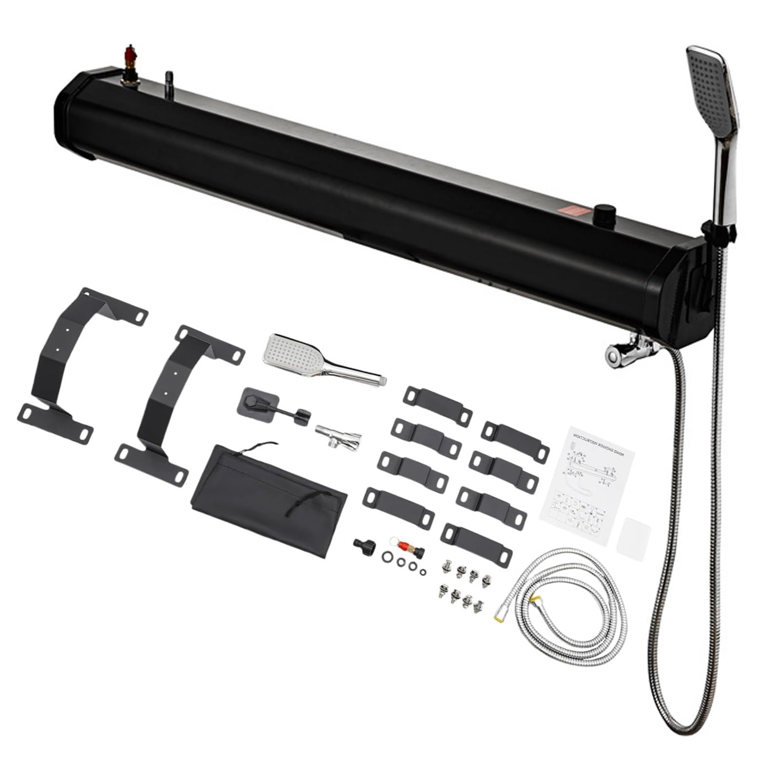 30L加圧式ウォータータンク キャンプ用 ルーフラックマウント型 オフロードシャワー シャワーヘッドとホースセット付き キャンプやアウトドアアクティビティに最適