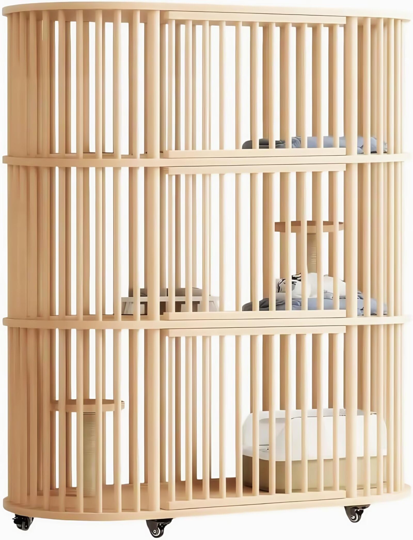 猫ケージ キャットケージ 3段 112*56*156.3cm 木製 猫ハウス 大型 ペットケージ キャスター付き 多頭飼..