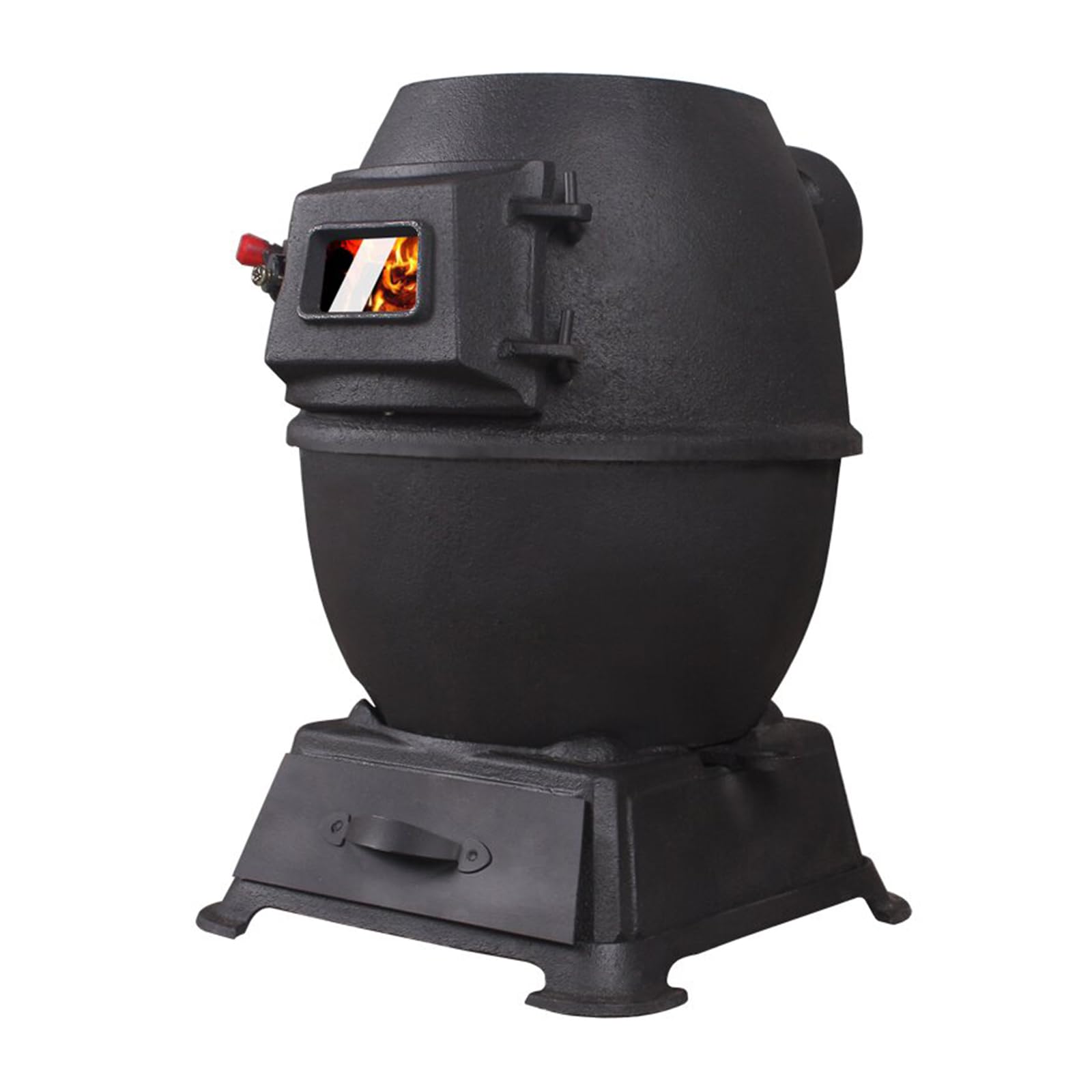 薪ストーブ クッキングストーブ 暖炉 (煙突とティーポット付き/脚高タイプ/黒耐熱塗装) 簡単組立 キャンプ 暖炉 屋外 屋内 ソロストーブ ブラック