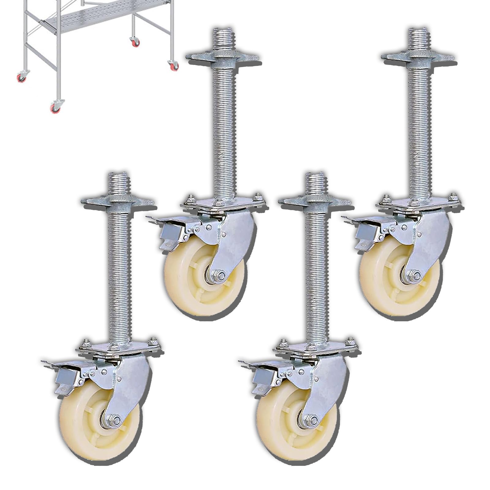 単管パイプ キャスター 4個 キャスター ねじ付きステム付きローリング足場 キャスター 簡単設置 DIY 産..