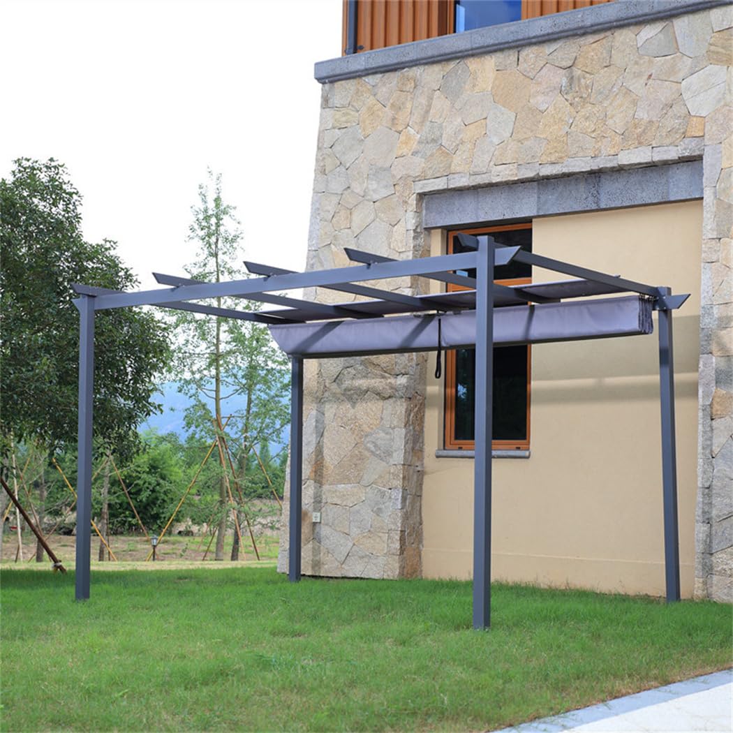 パーゴラ カーポート テラス屋根 ガゼボ シェード付 押し引き幌 日除け シェード オーニング 大型 アル..