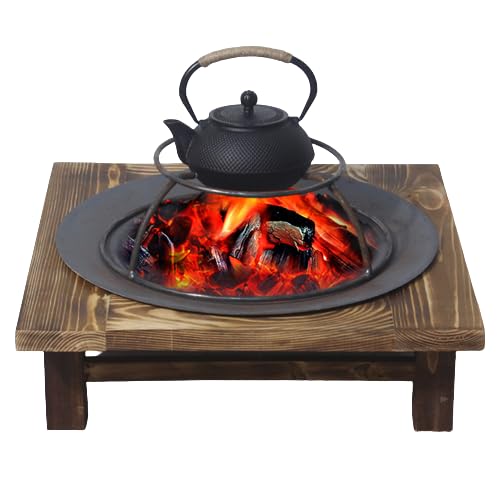 無垢材昔ながらの火鉢鋳鉄木炭火鉢